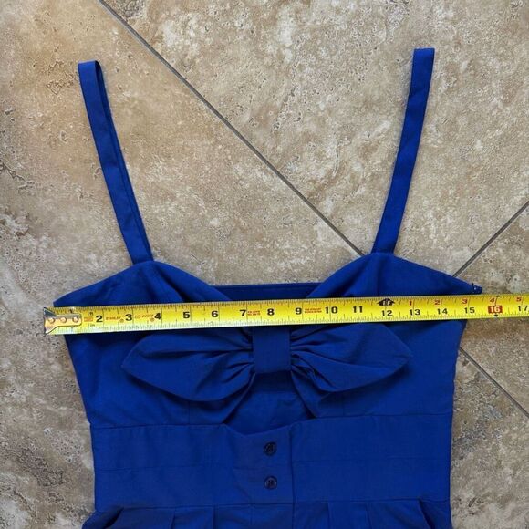 Milly Jordan Mini Dress Women Size 2 Cobalt Blue Bow Cutout Button Front Pockets - Picture 14 of 16